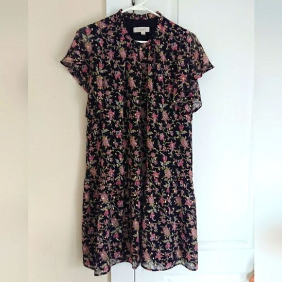 Loft navy flounce dress size M - Picture 1 of 12